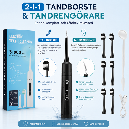 Elektrisk tandrengörare och tandborste
